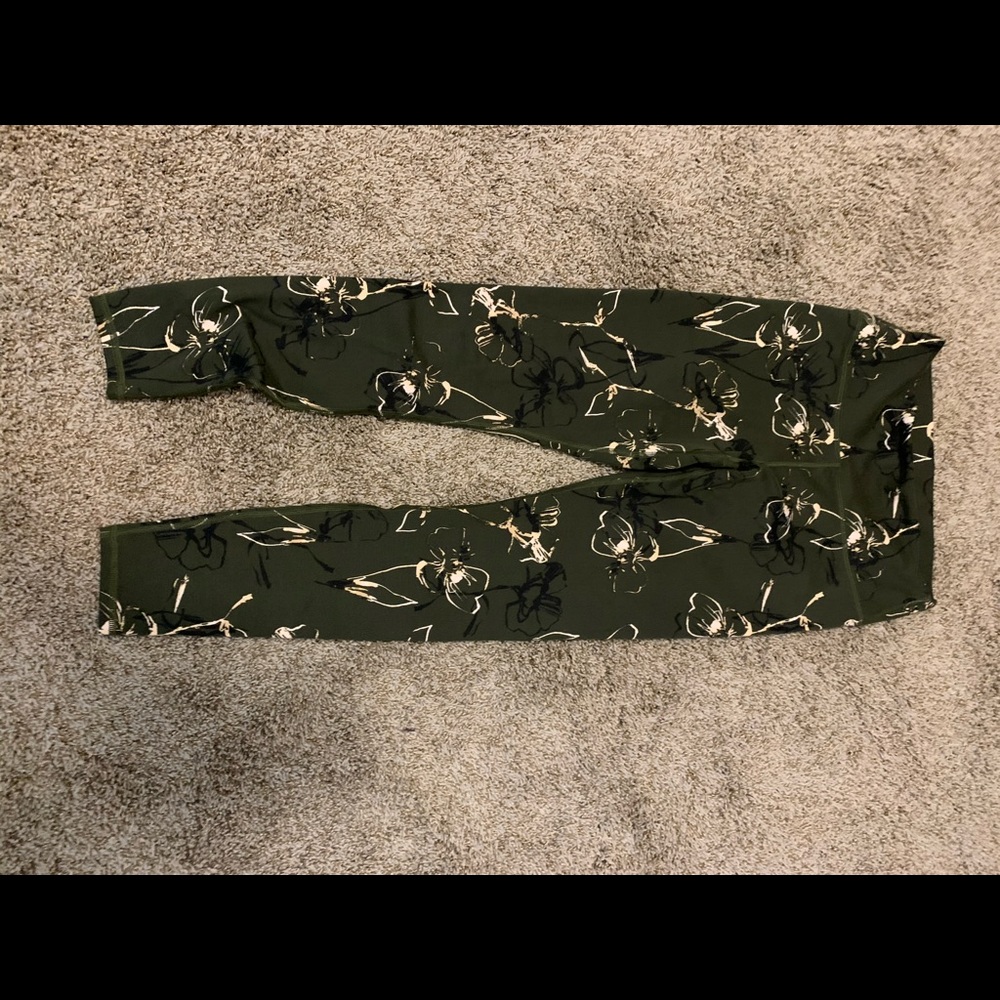 Army green floral fabletics leggings